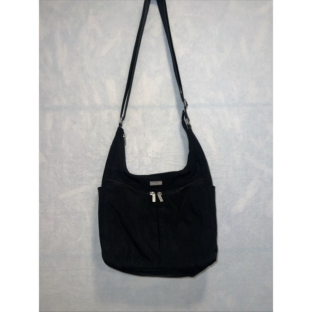 Baggallini Crossbody Shoulder Bag Black Med Travel 8-Pocket Organizer NylonHobo